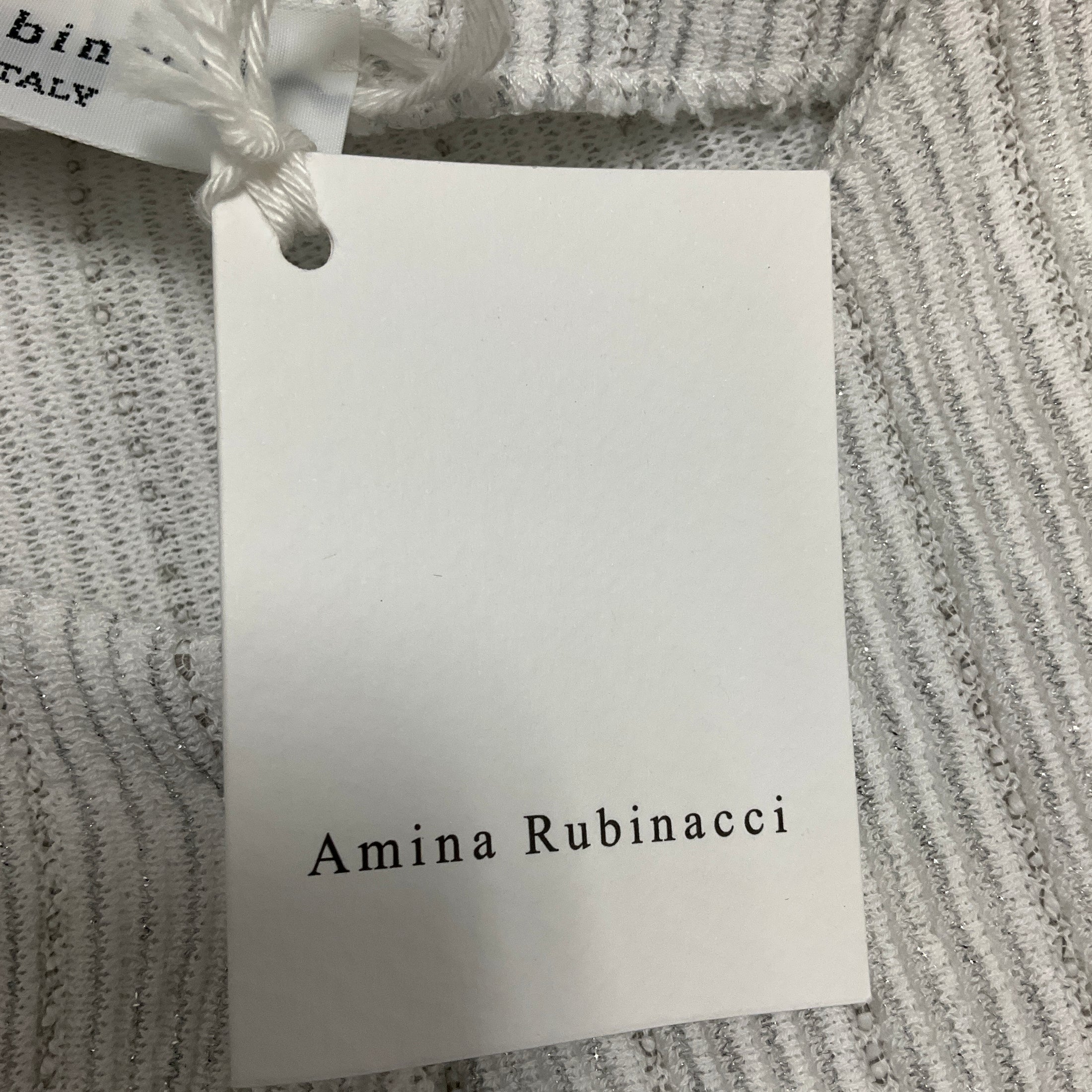 Amina Rubinacci White / Silver Metallic Ribbed Knit Jacket