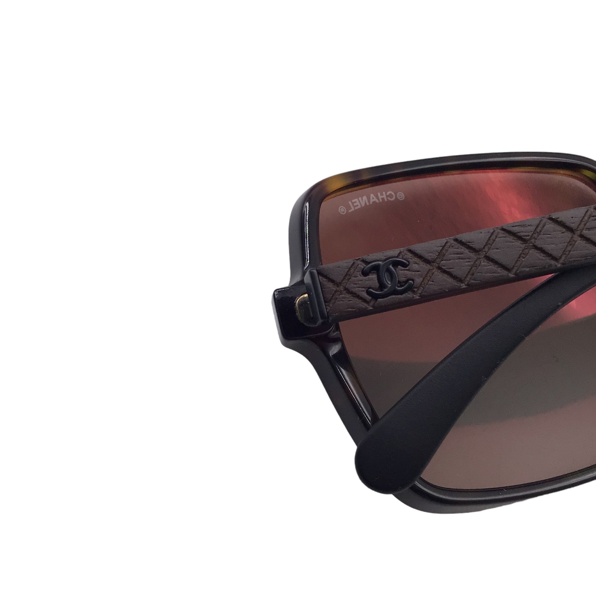 Chanel Dark Tortoise / Beige Mirror Square Sunglasses