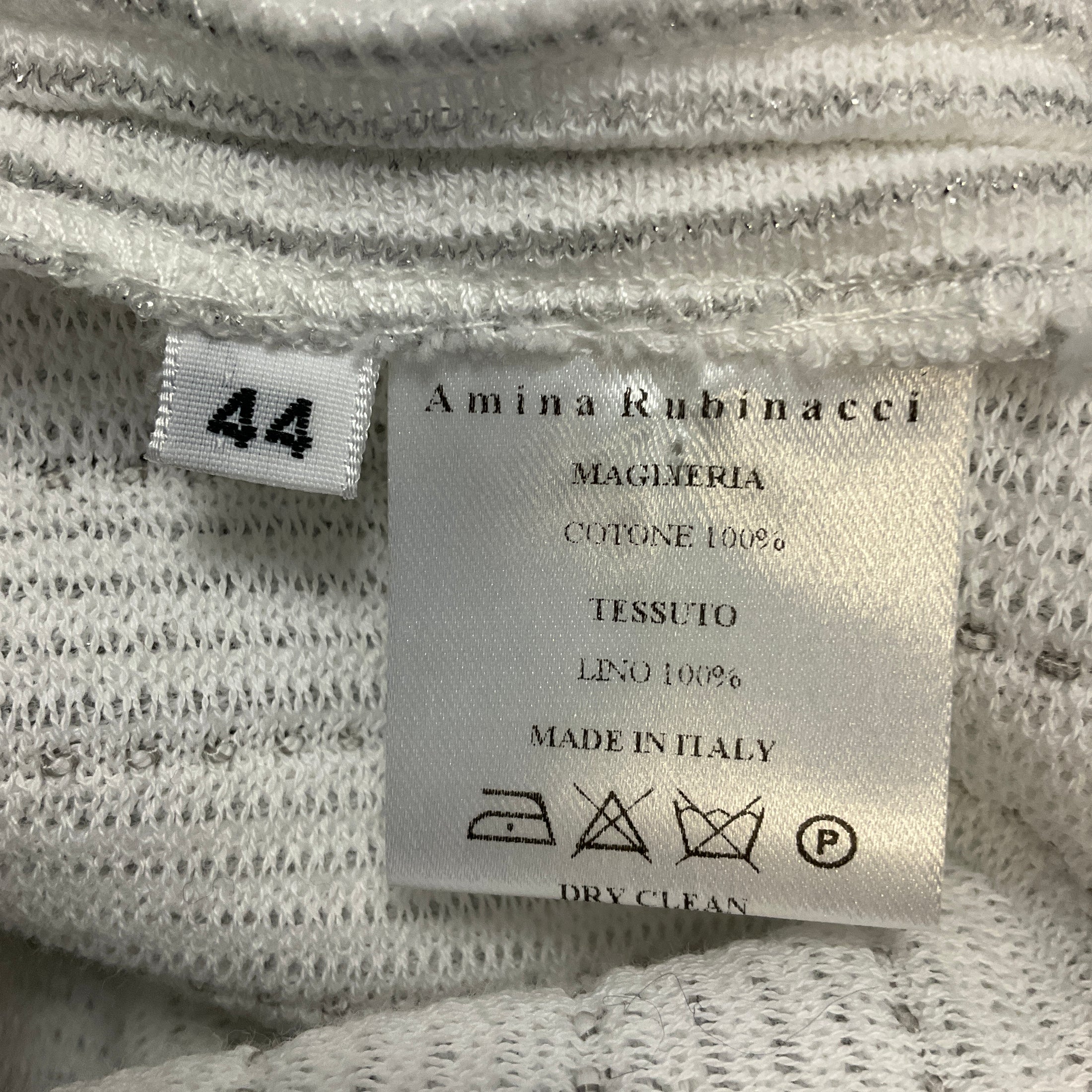 Amina Rubinacci White / Silver Metallic Ribbed Knit Jacket