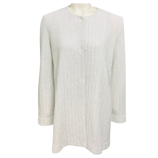 Amina Rubinacci White / Silver Metallic Ribbed Knit Jacket