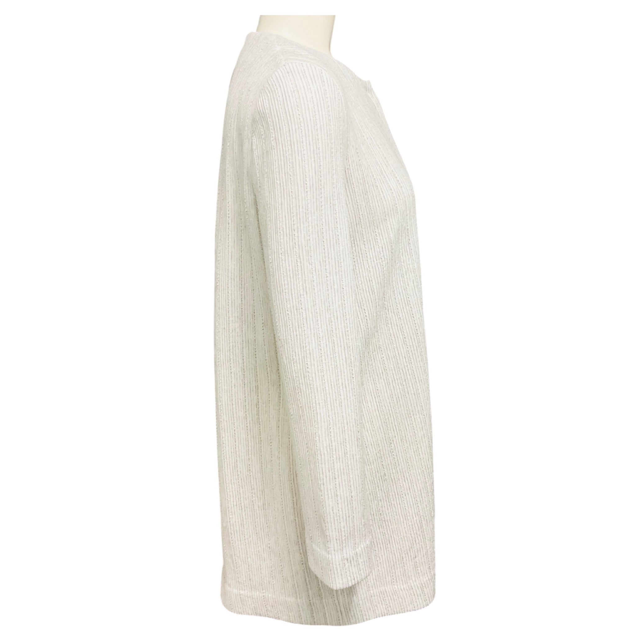 Amina Rubinacci White / Silver Metallic Ribbed Knit Jacket