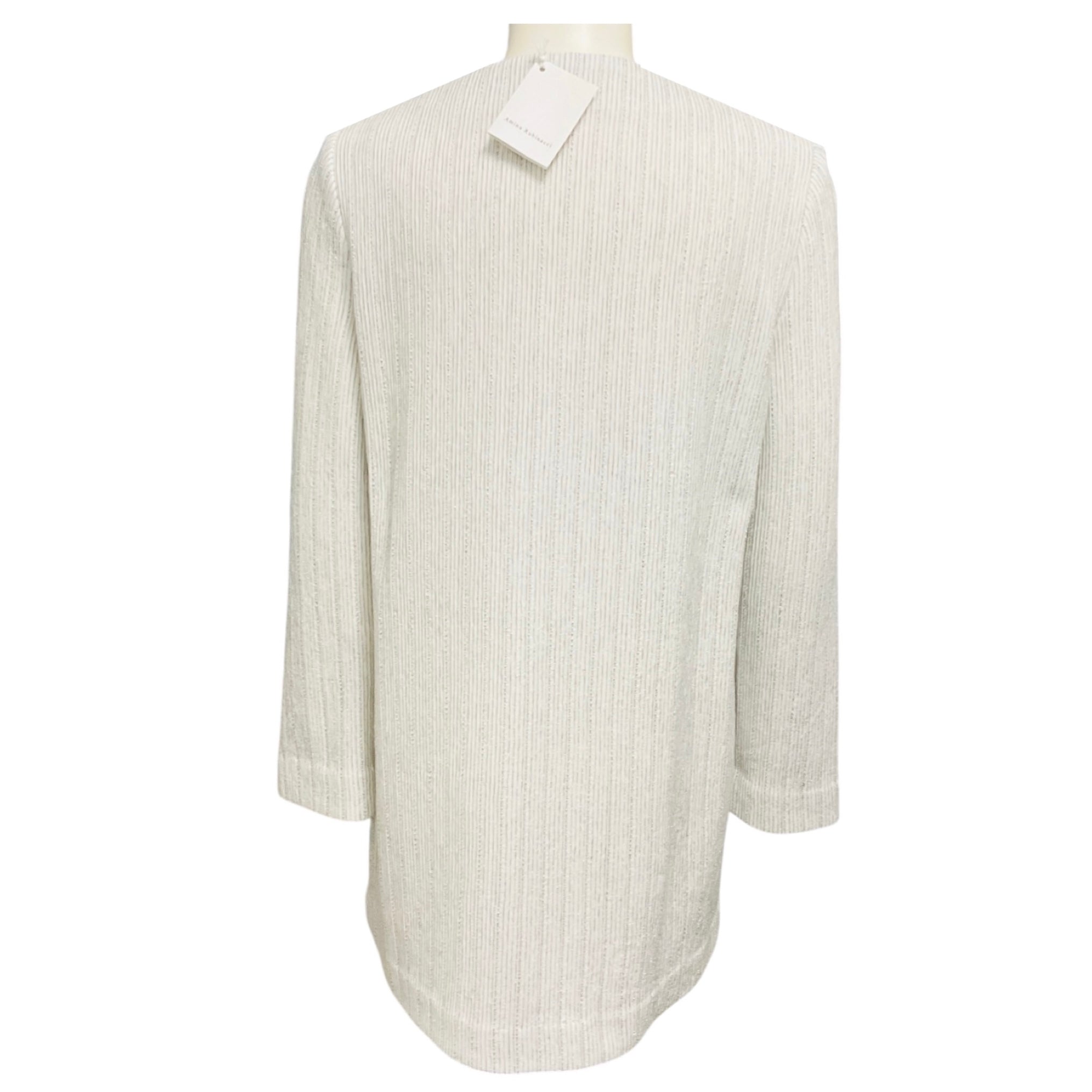 Amina Rubinacci White / Silver Metallic Ribbed Knit Jacket
