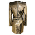 Load image into Gallery viewer, Alexandre Vauthier Gold Metallic Sequined Long Sleeved V-Neck Mini Cocktail Dress
