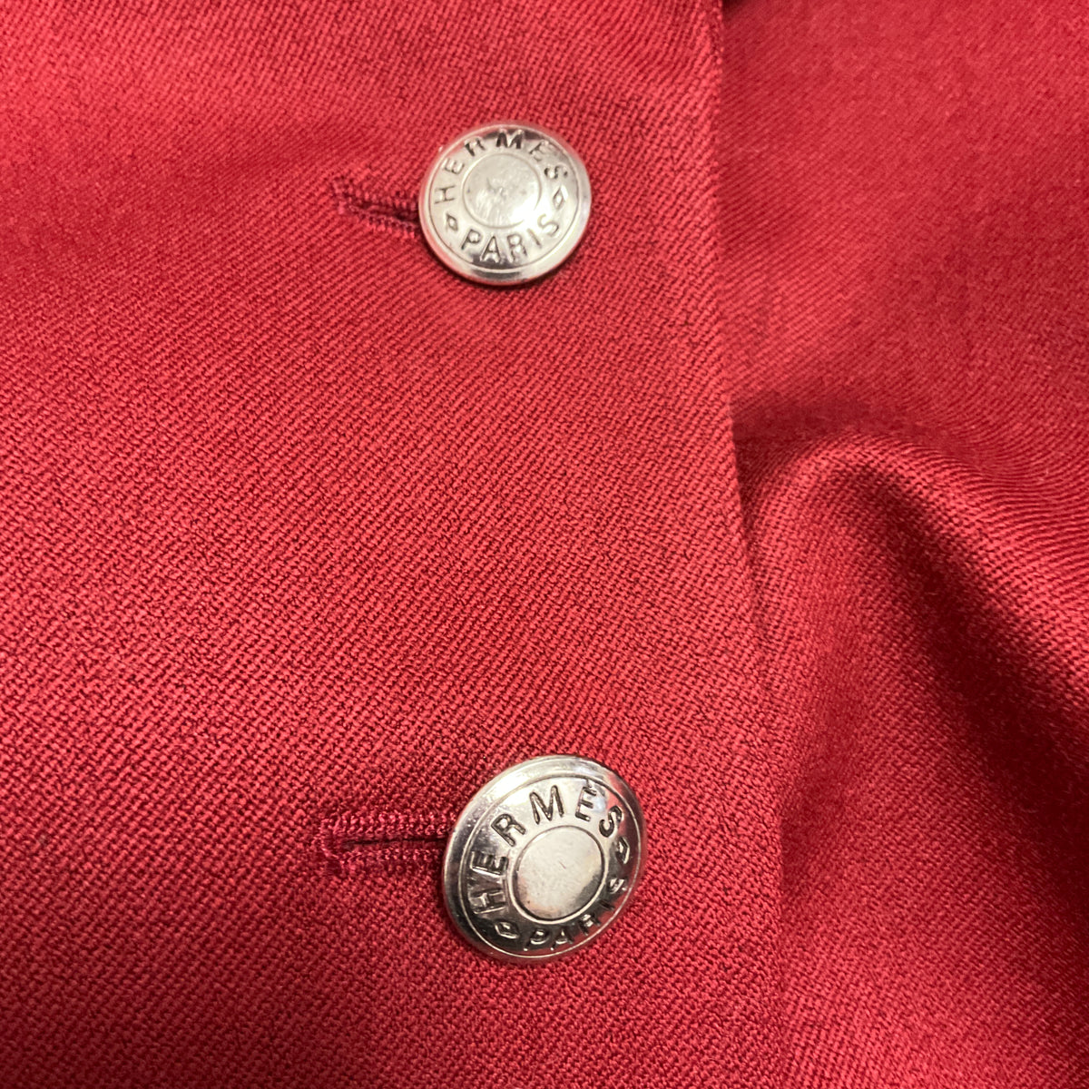 Hermes Brick Red Button Front Wool Riding Equestrian Jacket with Black Velvet Collar