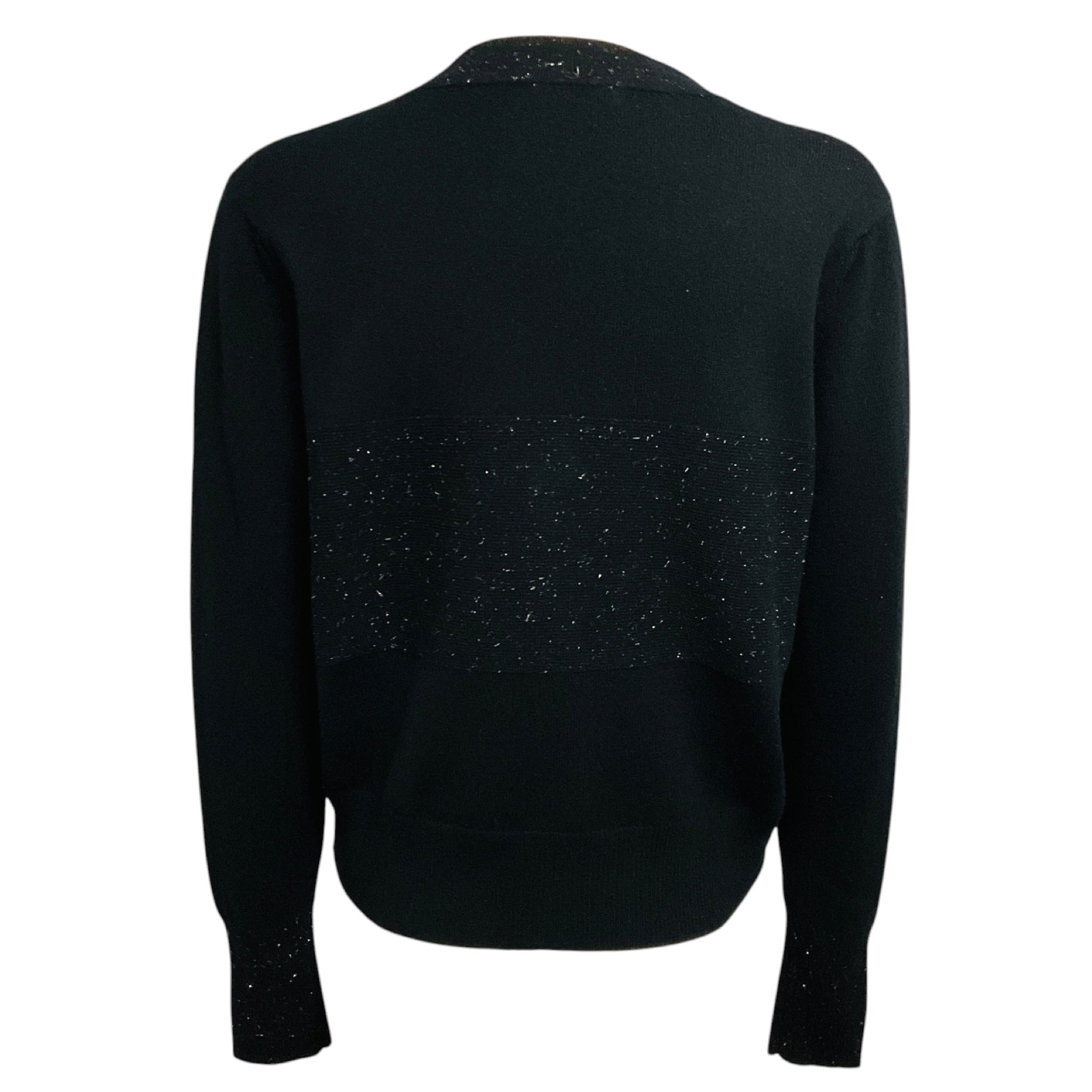 Peserico Black / Silver Shimmer Knit Cardigan Sweater with Monili