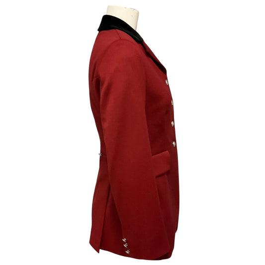 Hermes Brick Red Button Front Wool Riding Equestrian Jacket with Black Velvet Collar