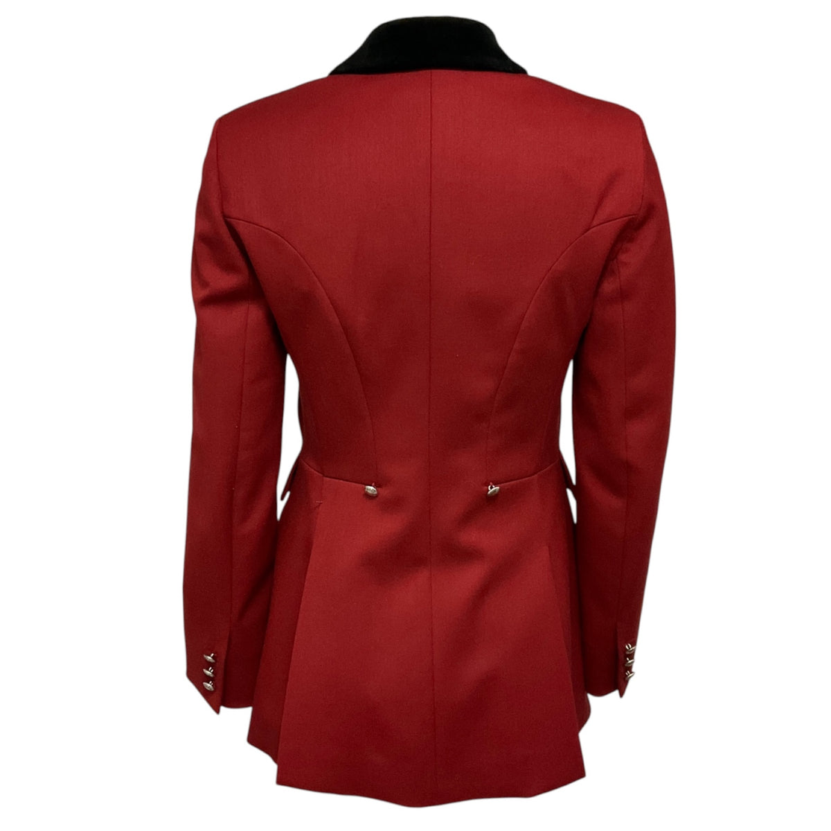 Hermes Brick Red Button Front Wool Riding Equestrian Jacket with Black Velvet Collar