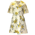 Load image into Gallery viewer, Lela Rose Cream / Yellow / Pink Multi Floral Printed Short Sleeved V-Neck Flared Cotton Dress
