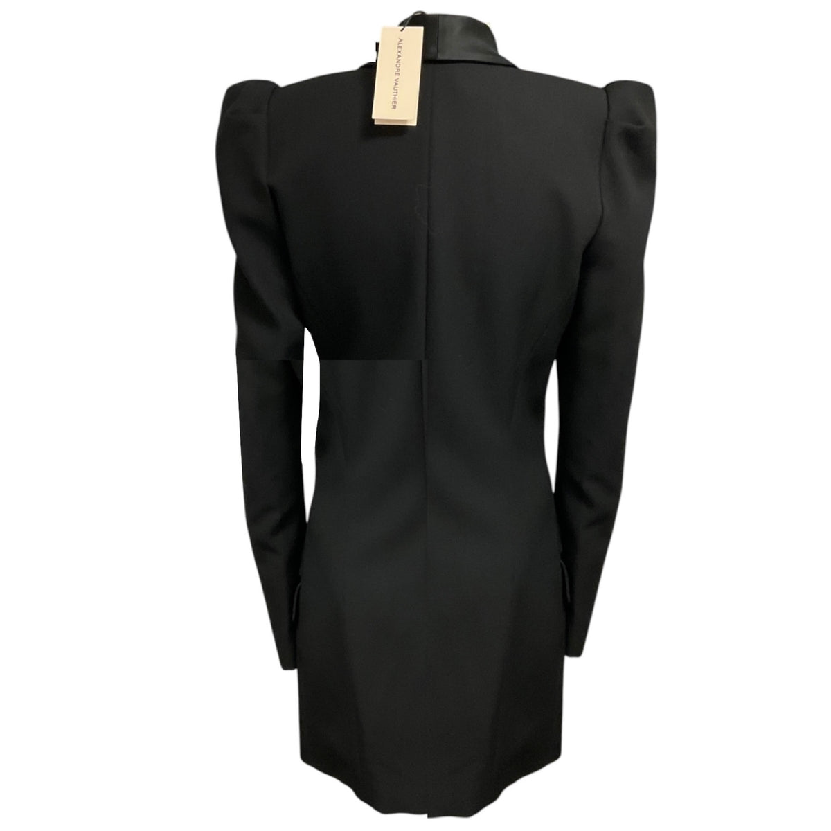 Alexandre Vauthier Black Satin Trimmed Tuxedo Style Wool Mini Cocktail Dress