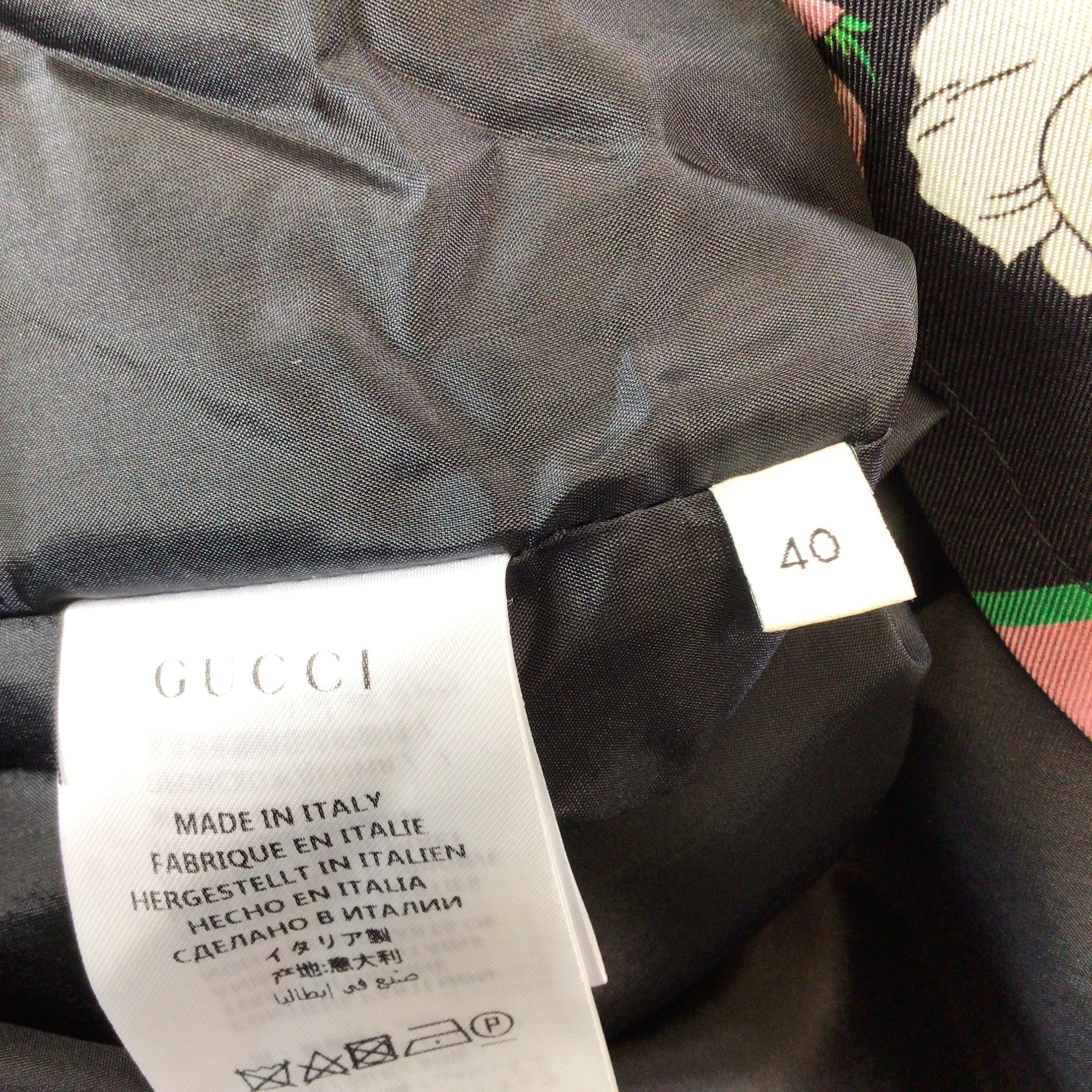 Gucci Black / Pink / Green Multi 2019 Flora Print Silk Jacket
