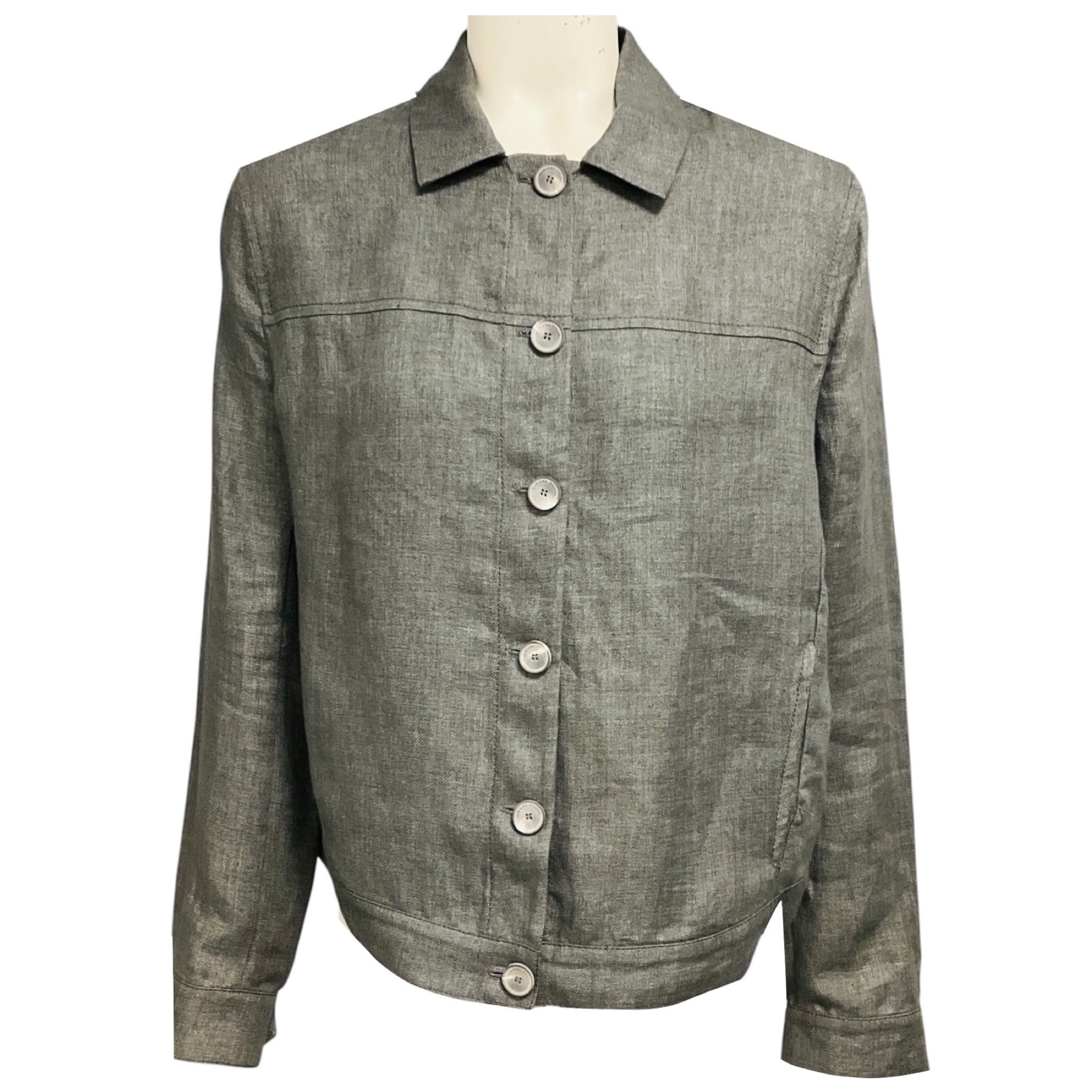 Fabiana Filippi Dark Grey Button Front Linen Jacket