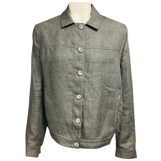 Fabiana Filippi Dark Grey Button Front Linen Jacket