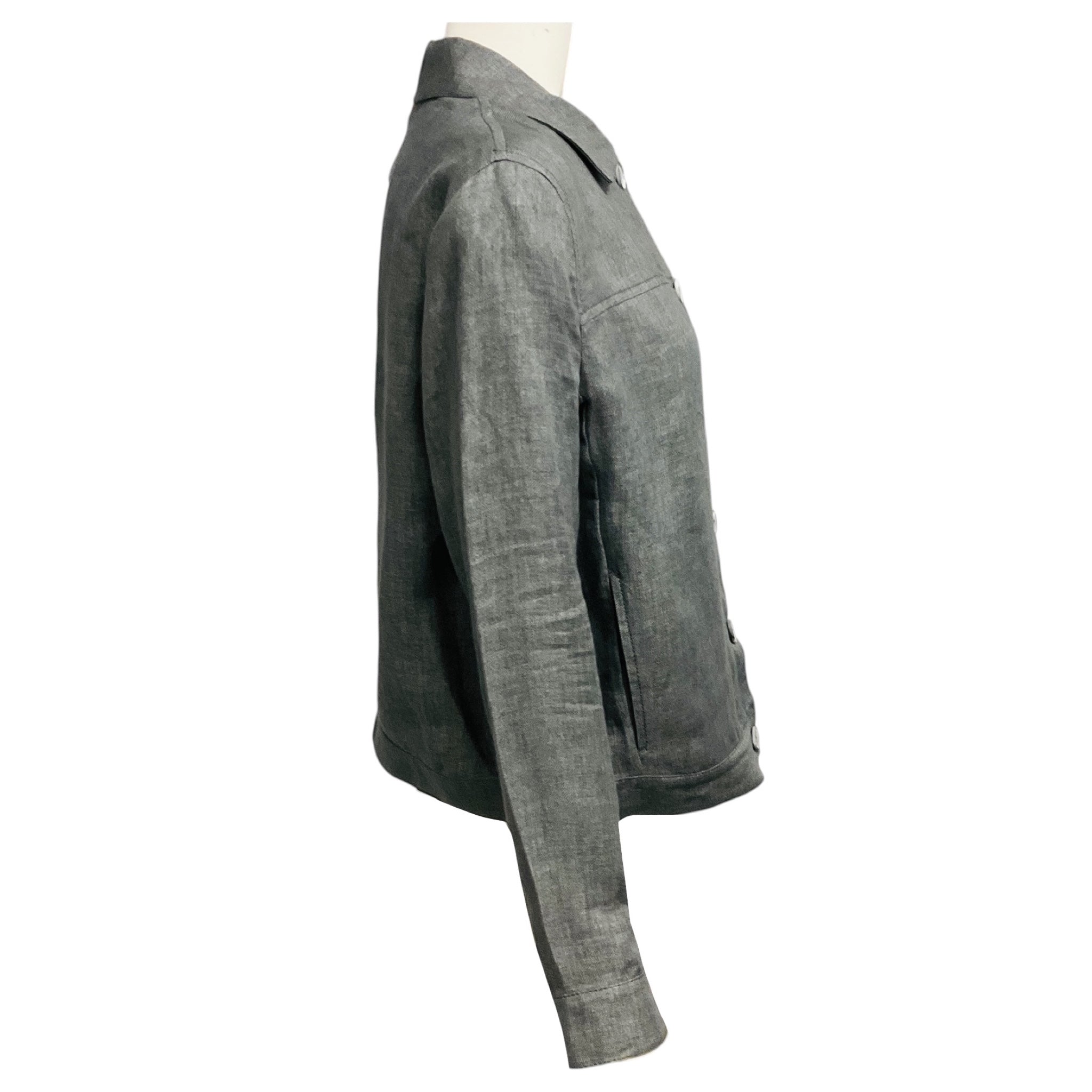 Fabiana Filippi Dark Grey Button Front Linen Jacket