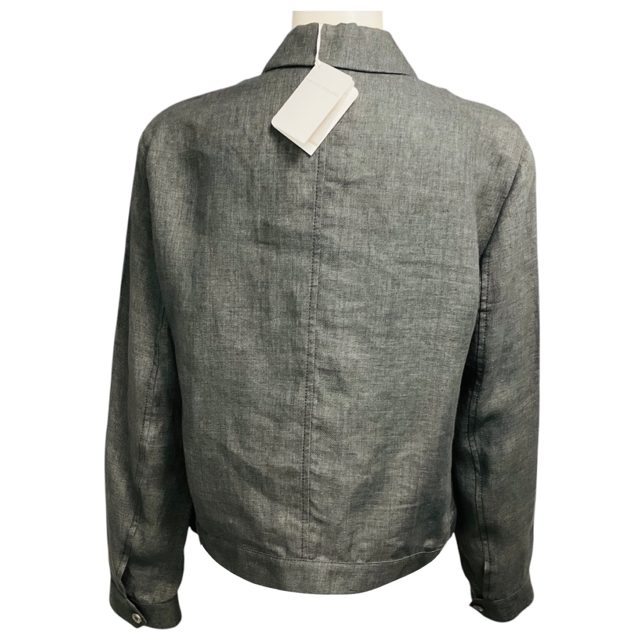Fabiana Filippi Dark Grey Button Front Linen Jacket