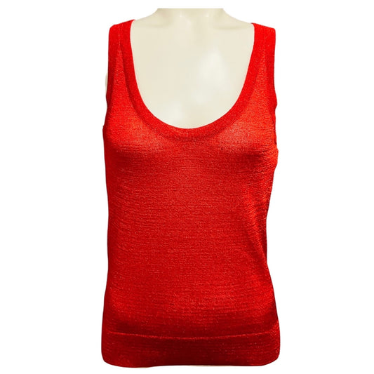 Missoni Red Metallic Sleeveless Knit Tank Top