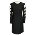 Load image into Gallery viewer, Valentino Black / White Bow Detailed Wool and Silk Crepe Dress
