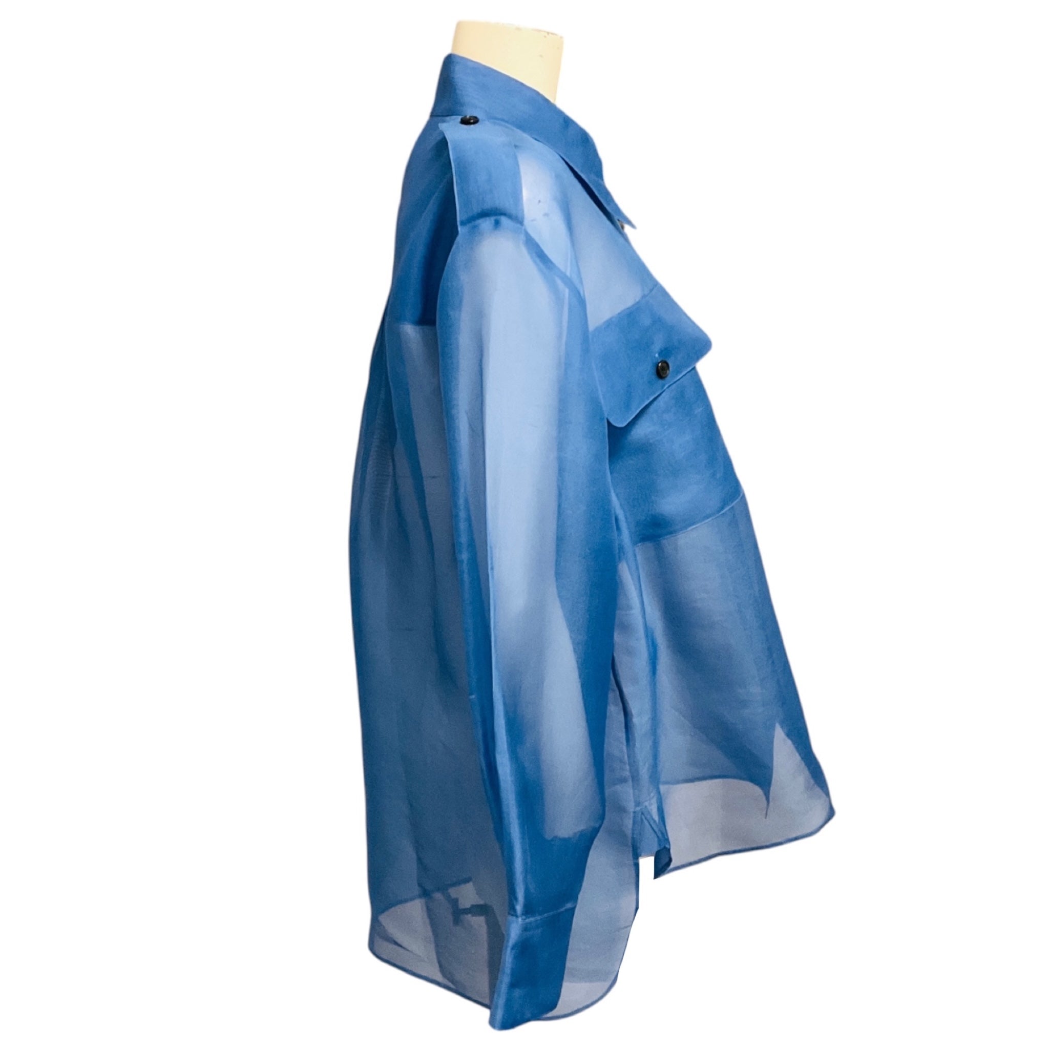 Khaite Blue Missa Silk Organza Shirt