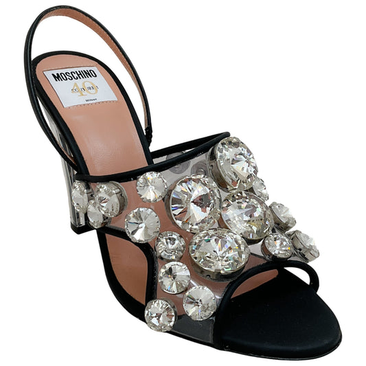 Moschino Maxi Crystal Slingback Sandals
