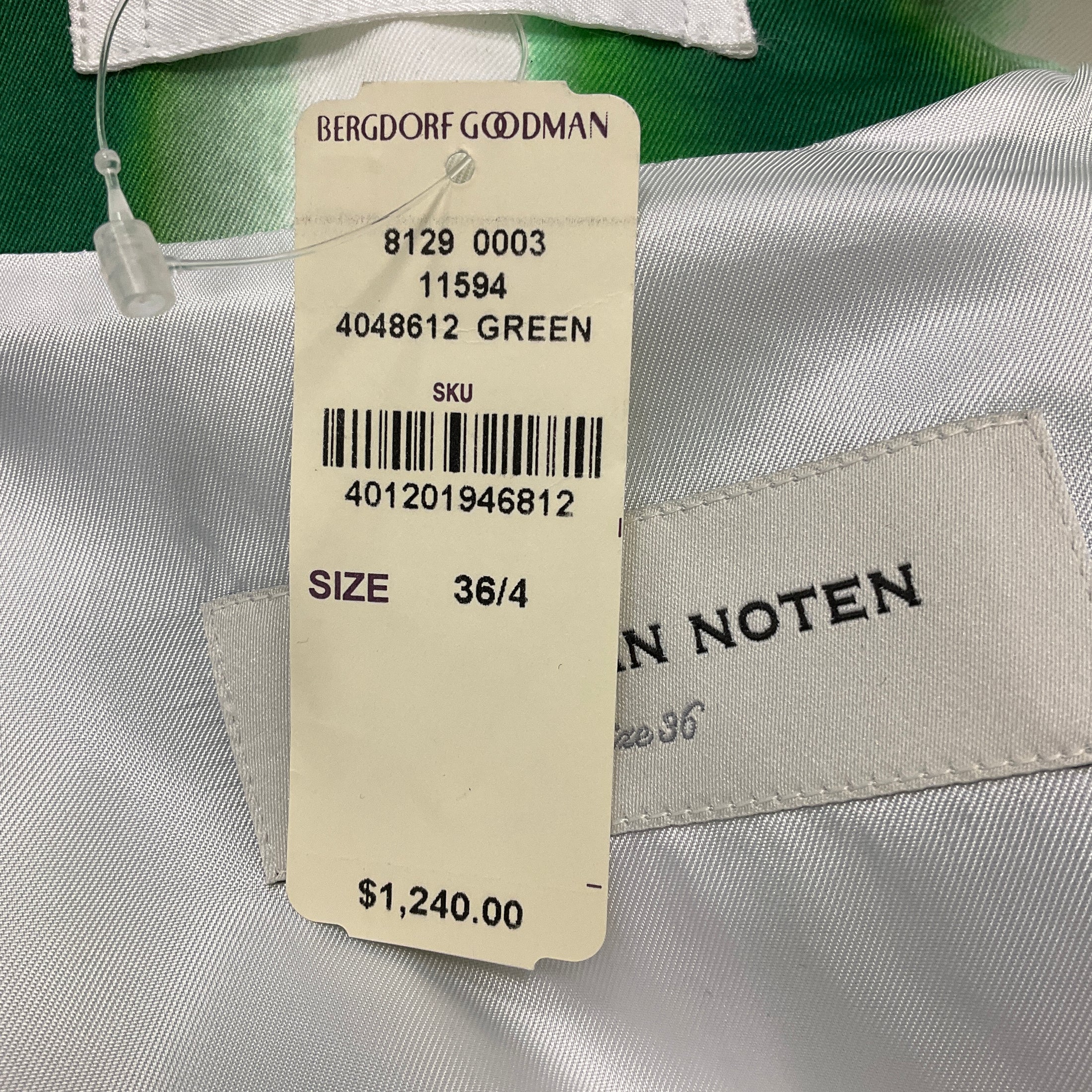 Dries Van Noten Green / White Striped Cotton Jacket with Belt
