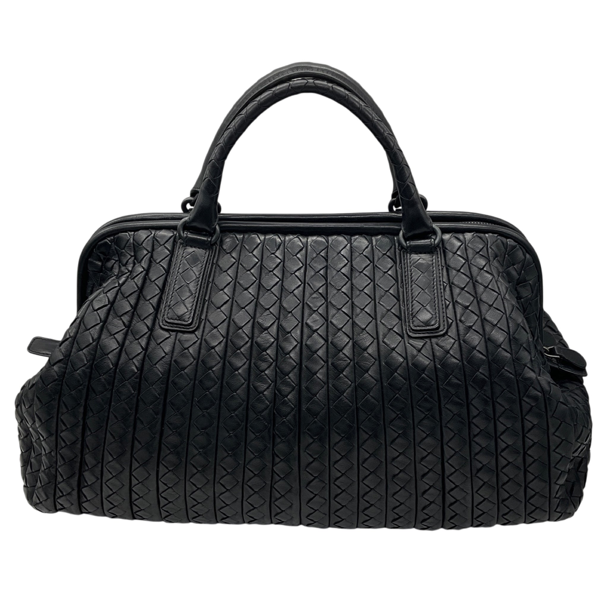 Bottega Veneta Black Intrecciato Woven Leather Doctor Tote Bag