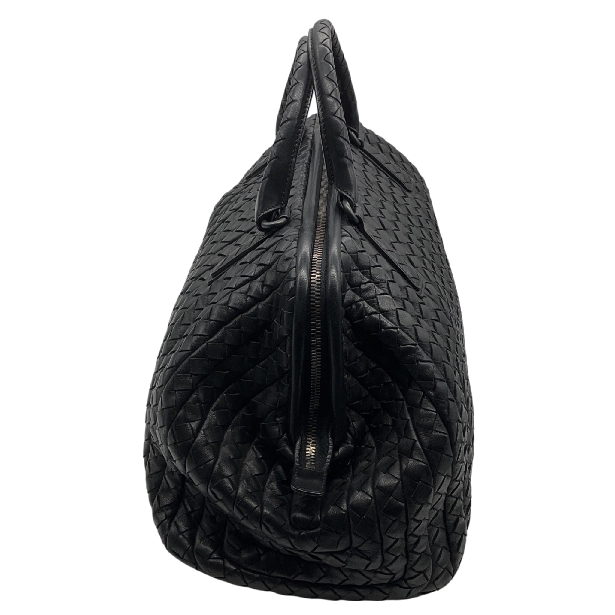 Bottega Veneta Black Intrecciato Woven Leather Doctor Tote Bag
