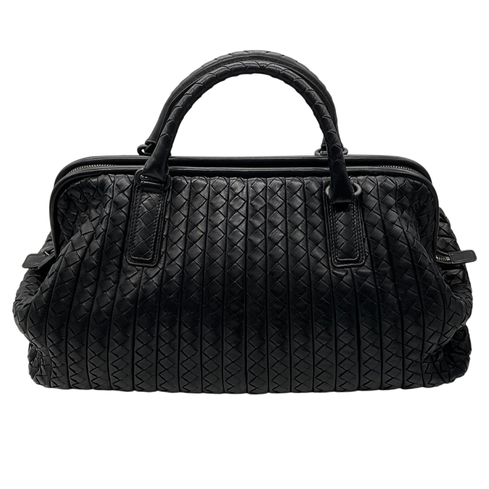 Bottega Veneta Black Intrecciato Woven Leather Doctor Tote Bag