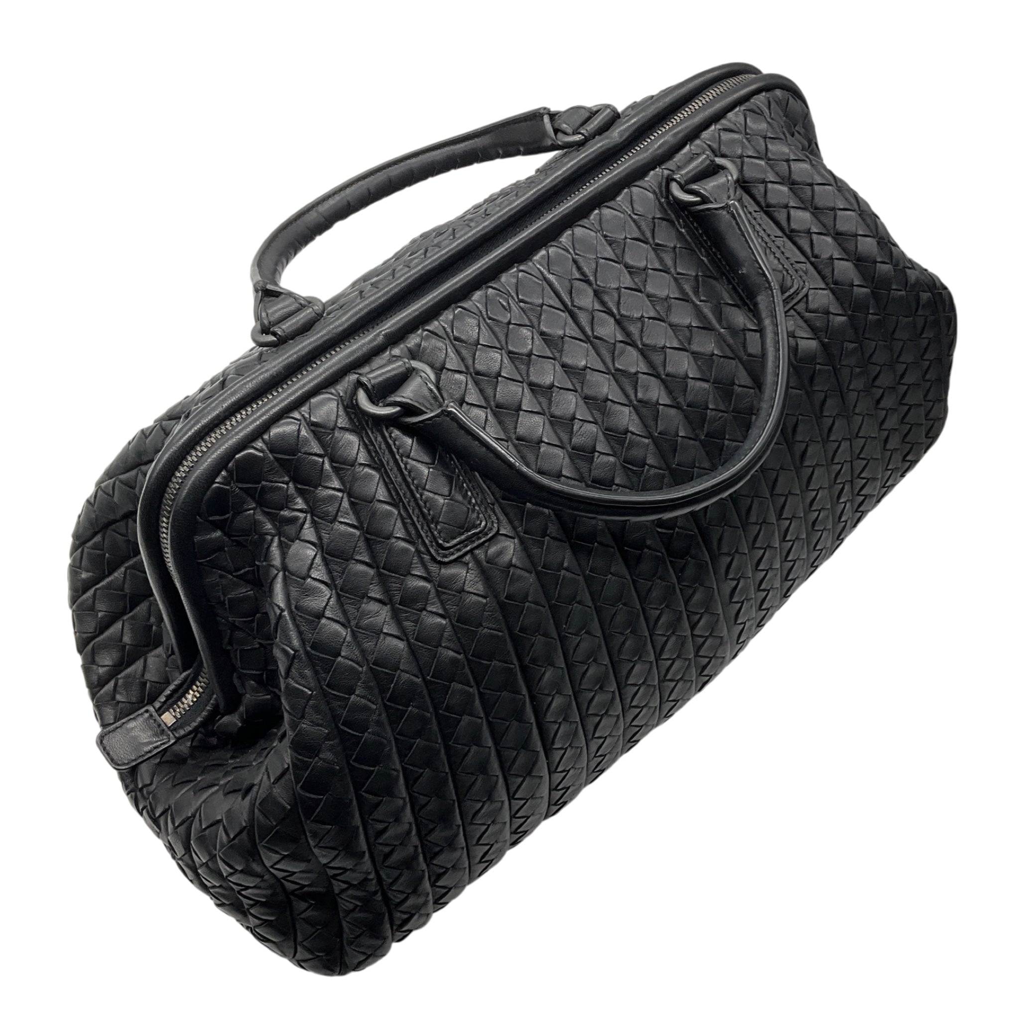 Bottega Veneta Black Intrecciato Woven Leather Doctor Tote Bag