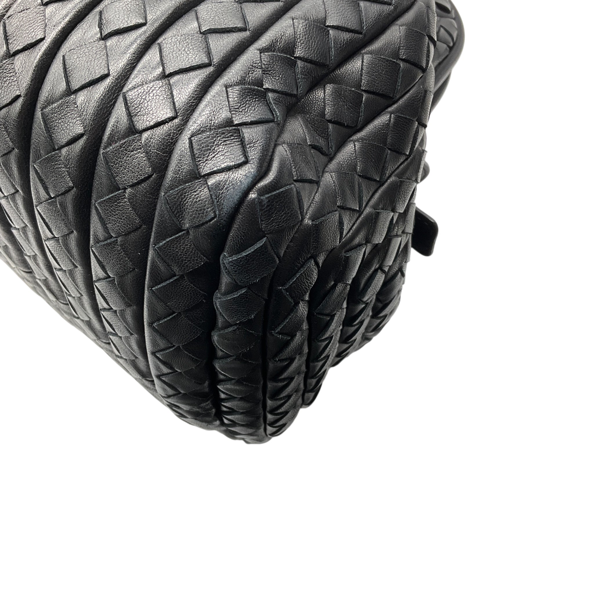 Bottega Veneta Black Intrecciato Woven Leather Doctor Tote Bag