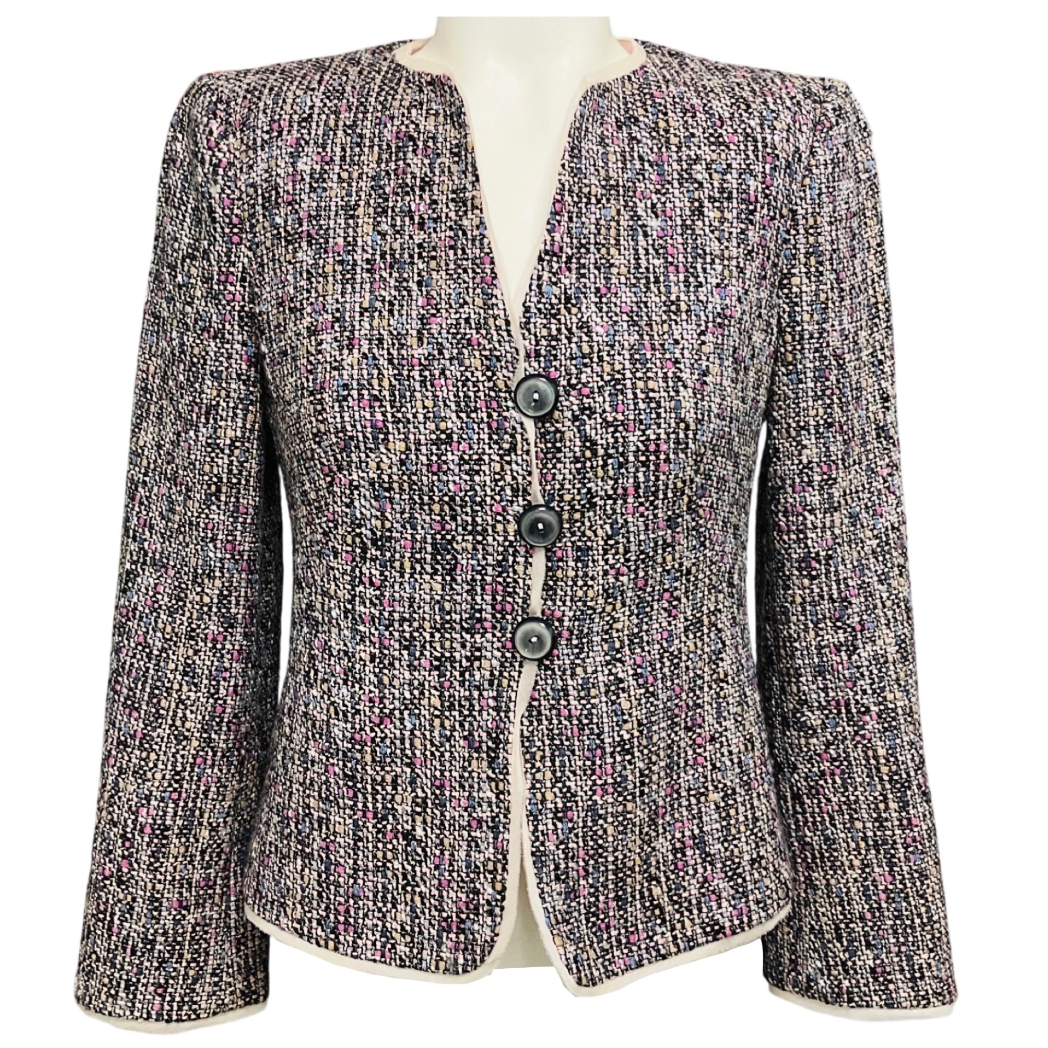 Armani Collezioni Pink Multi Tweed Jacket with Organza Trim