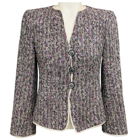 Armani Collezioni Pink Multi Tweed Jacket with Organza Trim