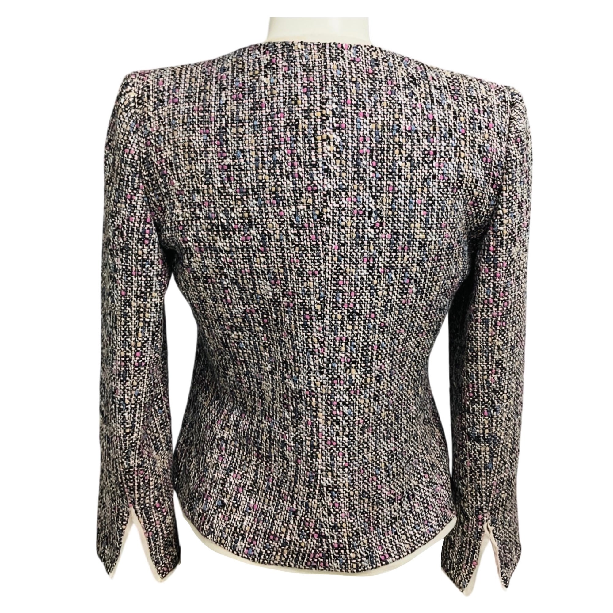 Armani Collezioni Pink Multi Tweed Jacket with Organza Trim