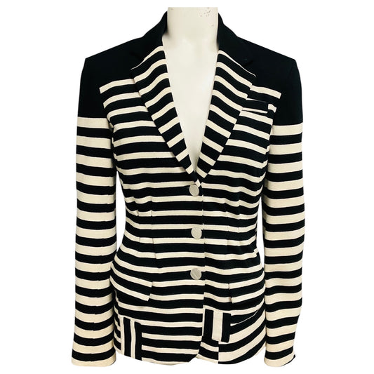 Altuzarra Black / Ivory Striped Knit Blazer Jacket