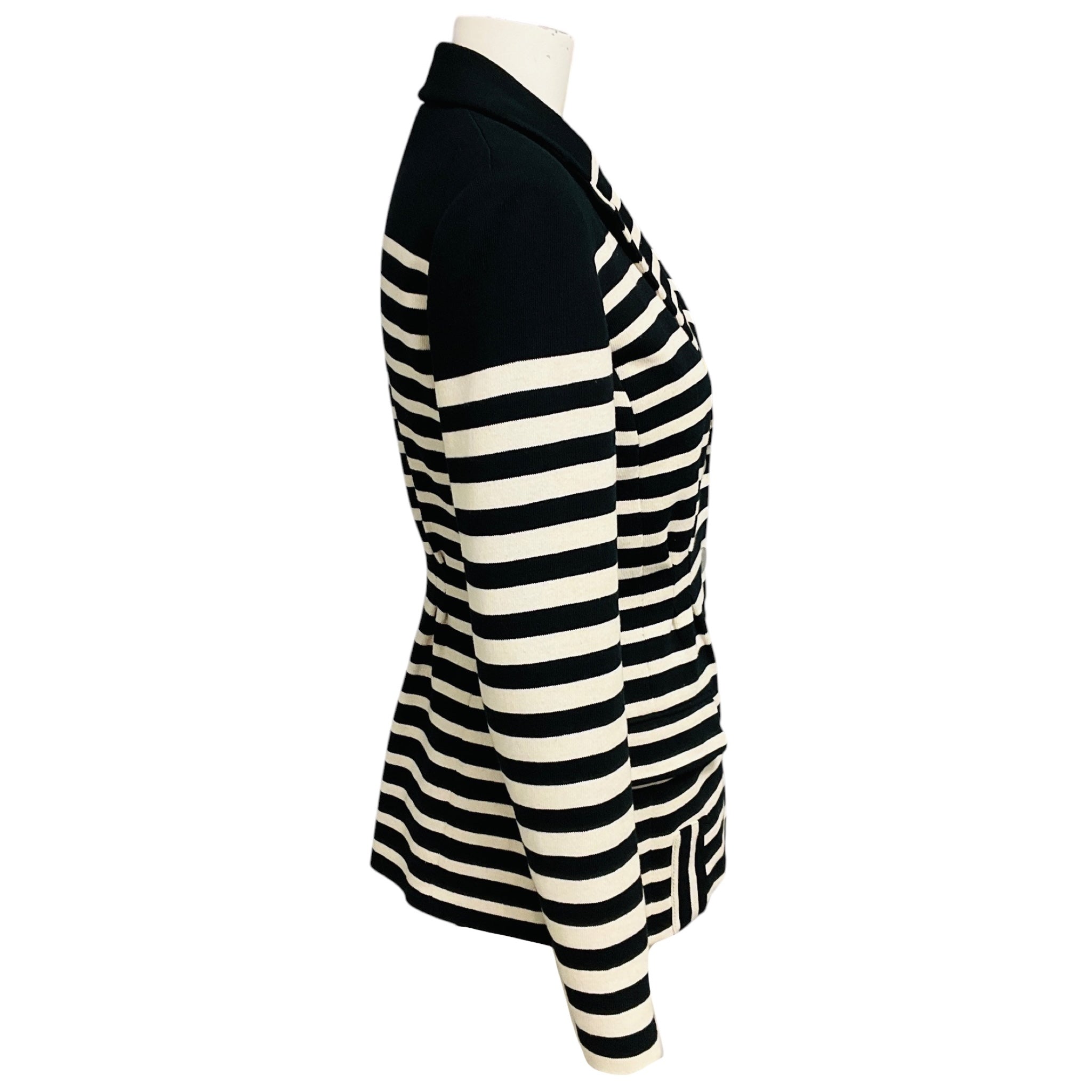 Altuzarra Black / Ivory Striped Knit Blazer Jacket