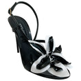 Load image into Gallery viewer, Dolce & Gabbana Black / White Patent Leather Flower Applique Sandals

