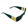 Load image into Gallery viewer, Balenciaga Green / Gold BB Logo Rectangular Shape Acetate Sunglasses
