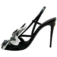Load image into Gallery viewer, Dolce & Gabbana Black / White Patent Leather Flower Applique Sandals
