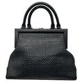 Load image into Gallery viewer, Perrin Paris Black Woven Leather Satchel Top Handle Bag

