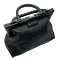 Load image into Gallery viewer, Perrin Paris Black Woven Leather Satchel Top Handle Bag
