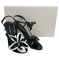 Load image into Gallery viewer, Dolce & Gabbana Black / White Patent Leather Flower Applique Sandals
