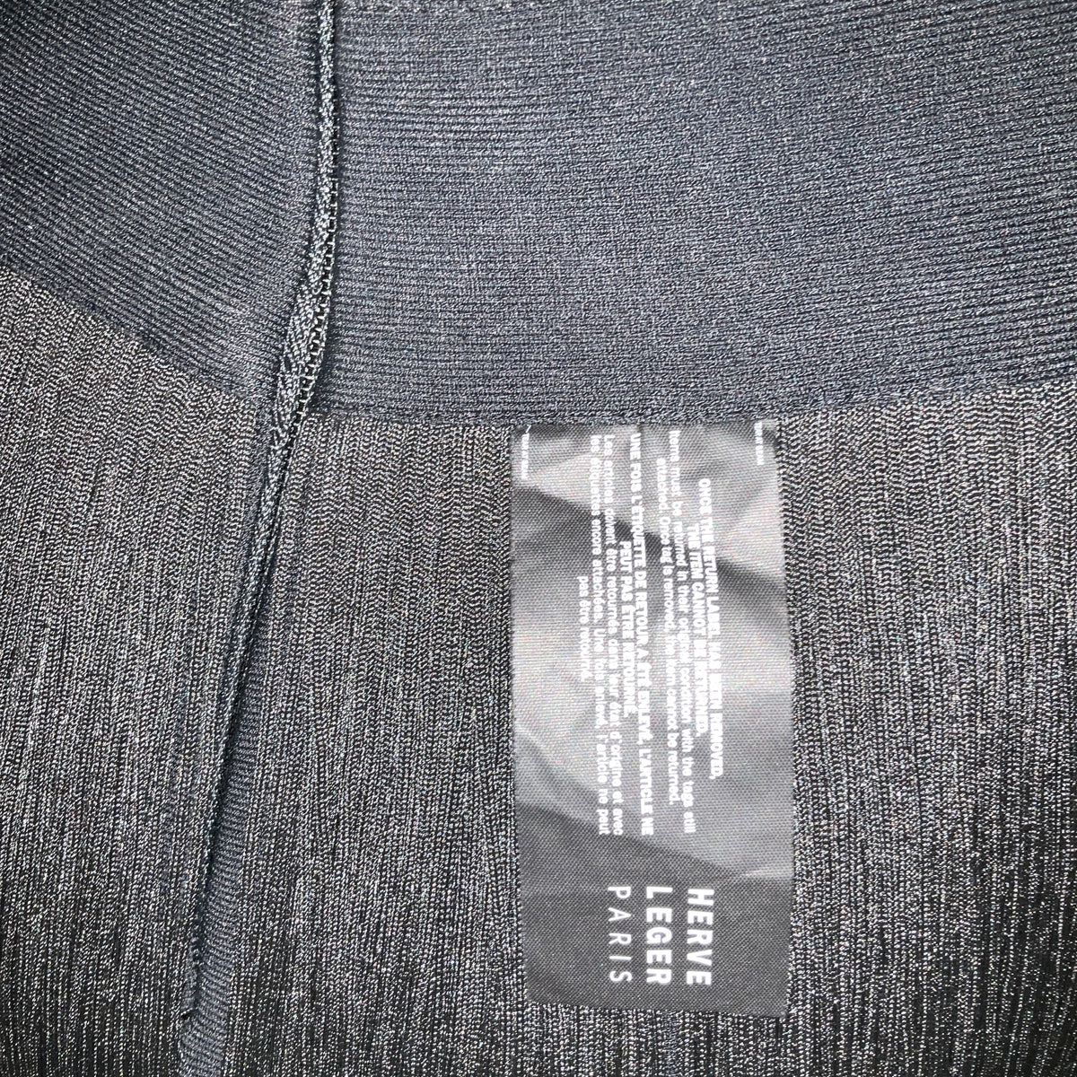 Herve Leger Black Bustier Fringe Midi Cocktail Dress