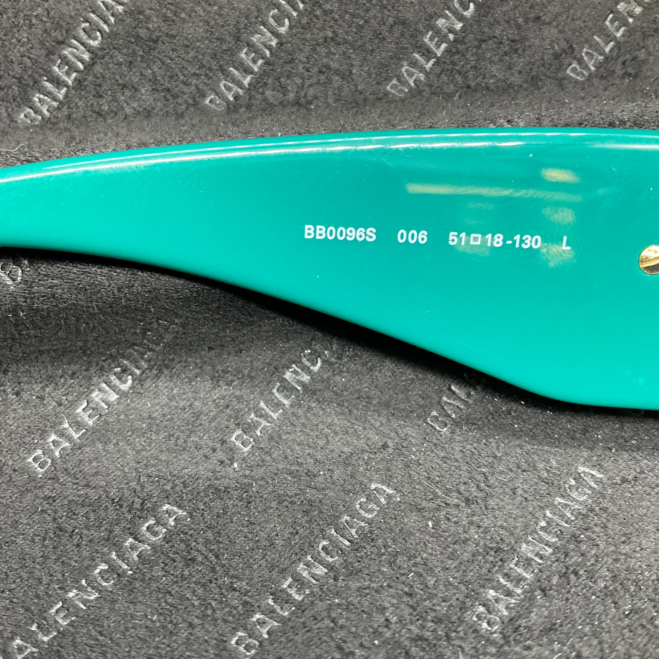 Balenciaga Green / Gold BB Logo Rectangular Shape Acetate Sunglasses