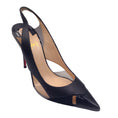 Load image into Gallery viewer, Christian Louboutin Black Leather, Patent Leather, and Lucite Pointed Toe Slingback Pumps
