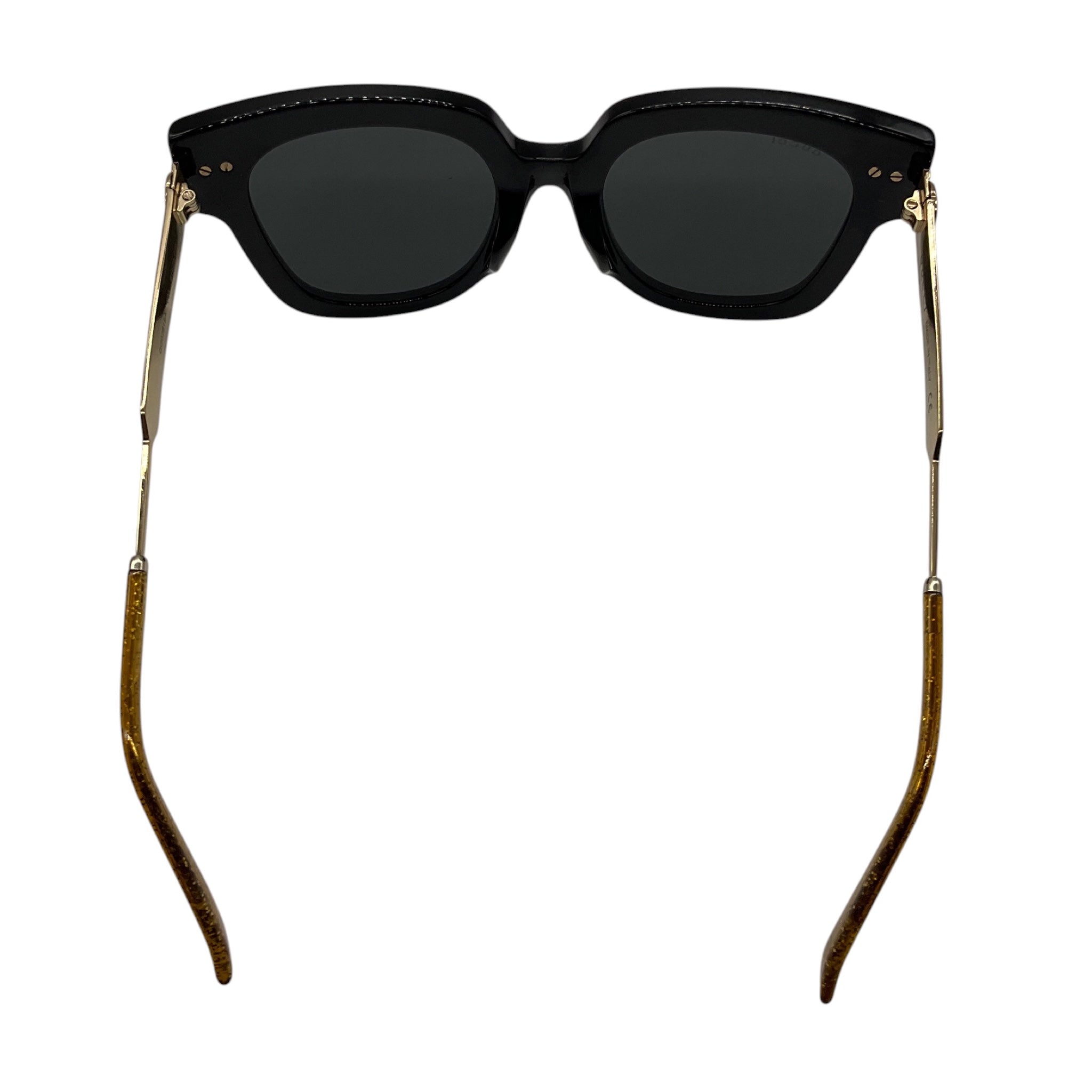 Gucci Black / Gold / Red / Green Web Detail GG Logo Oversized Acetate and Metal Sunglasses
