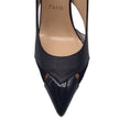 Load image into Gallery viewer, Christian Louboutin Black Leather, Patent Leather, and Lucite Pointed Toe Slingback Pumps
