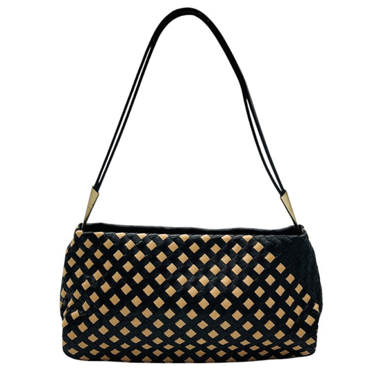Bottega Veneta Vintage Black / Tan Intrecciato Woven Leather Shoulder Bag