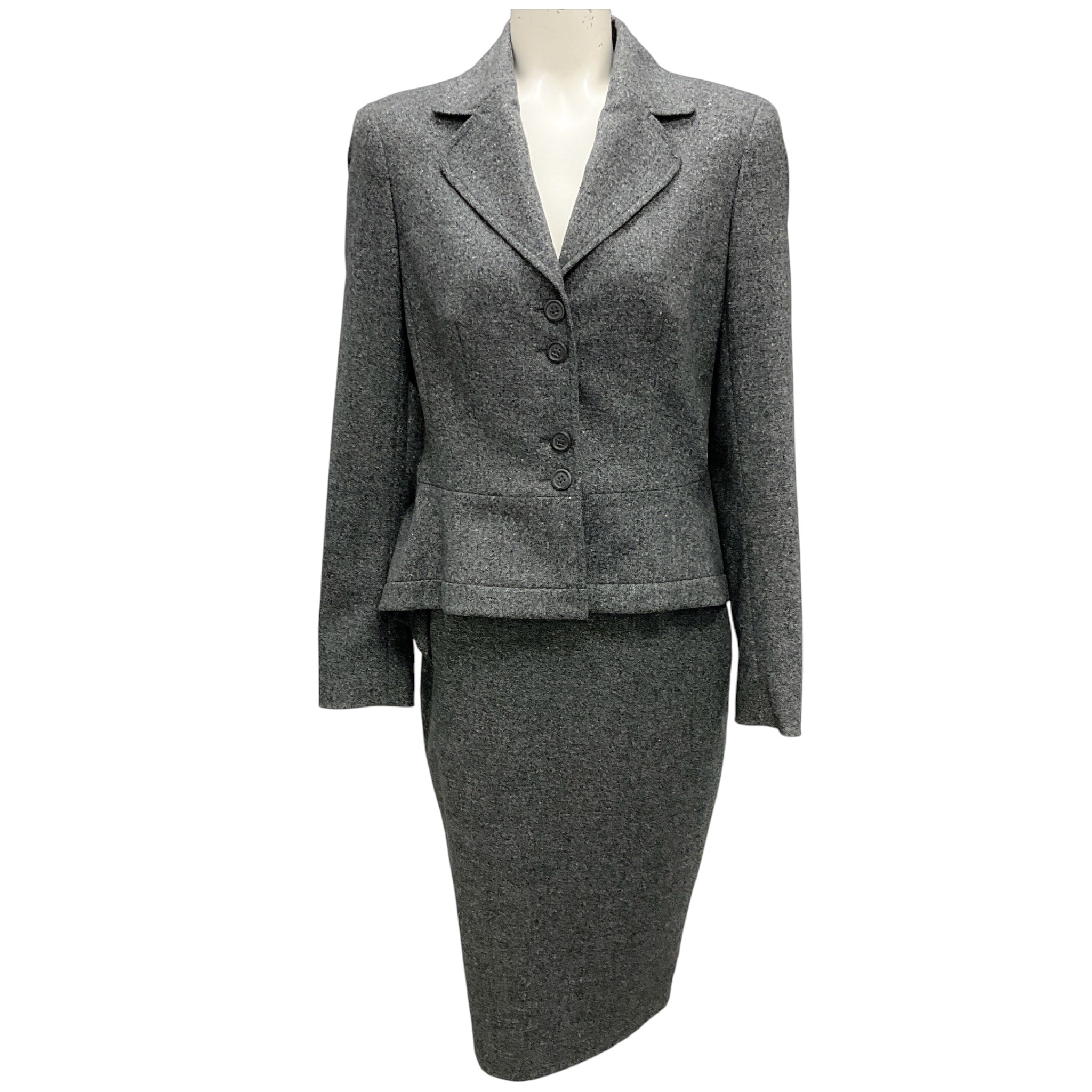 Escada Charcoal Grey Wool Jacket and Skirt Suit Set