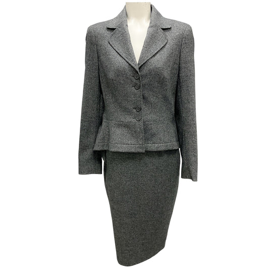 Escada Charcoal Grey Wool Jacket and Skirt Suit Set