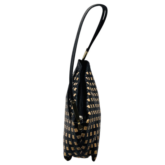 Bottega Veneta Vintage Black / Tan Intrecciato Woven Leather Shoulder Bag