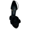 Load image into Gallery viewer, Dolce & Gabbana Black Satin Keira Platform Sandals with Rose Applique
