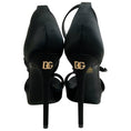 Load image into Gallery viewer, Dolce & Gabbana Black Satin Keira Platform Sandals with Rose Applique
